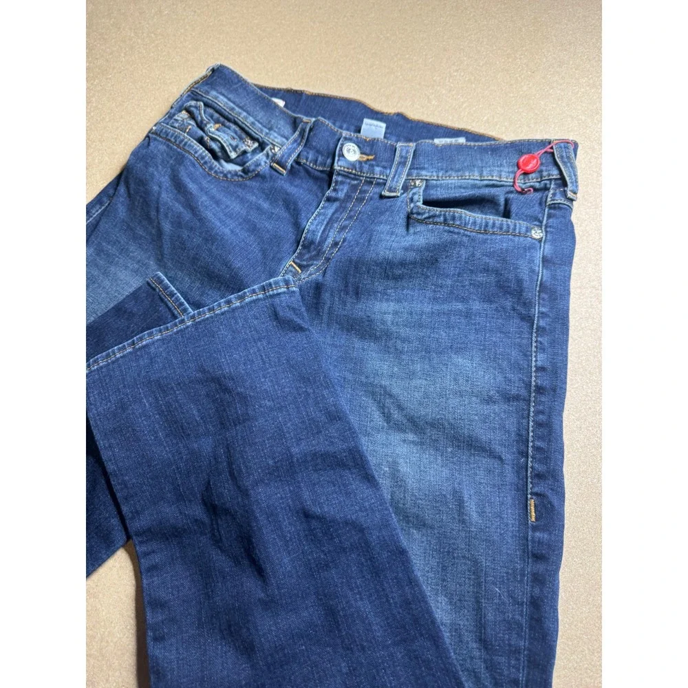 True Religion Ricky Relaxed Straight Jeans Men 34 Dark Wash Blue Denim 31 Inseam